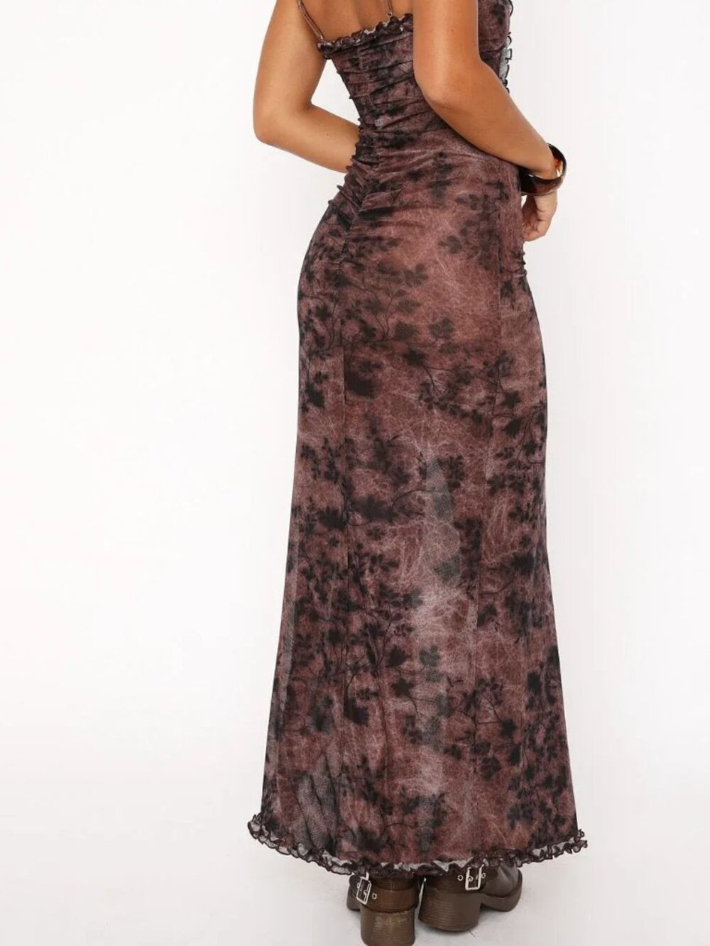 NWT High Voltage Maxi Dress Mahogany Leaffall Size: Small - Picture 2 of 7